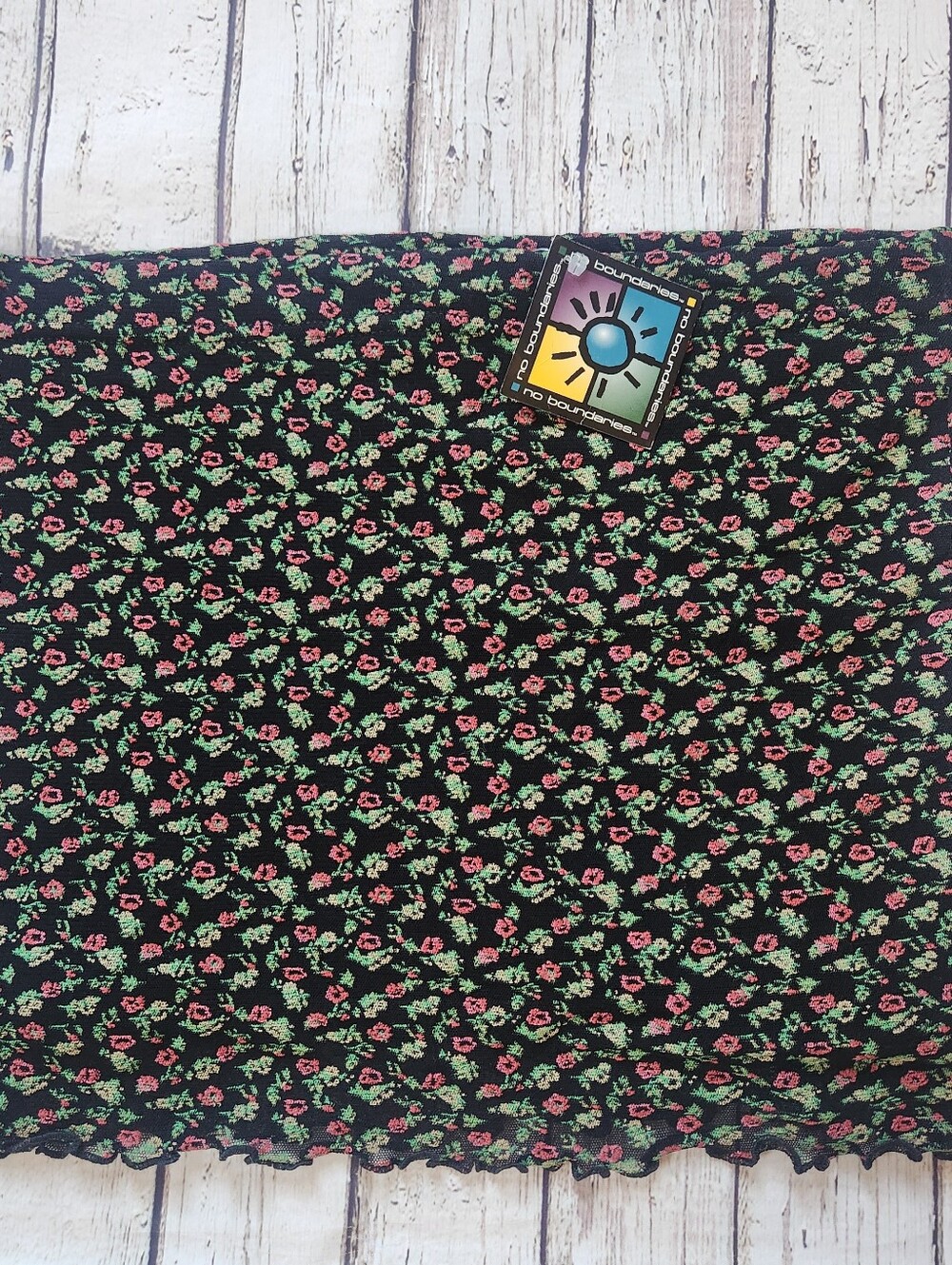 ​VTG Y2K No Boundaries Floral Tube Top Strapless Lettuce Hem NWT 1X 2X 3X